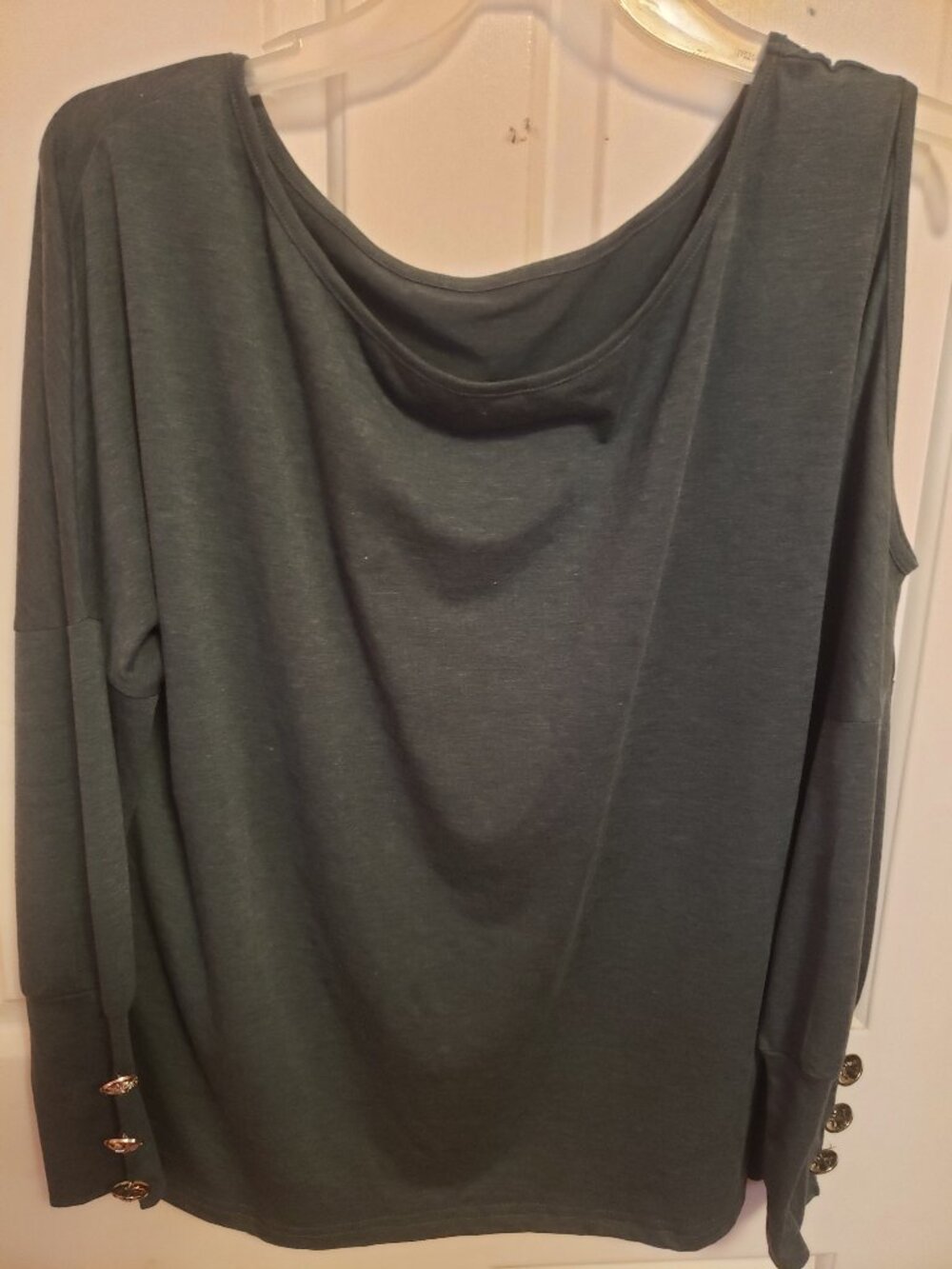 Hunter green off shoulder Top.